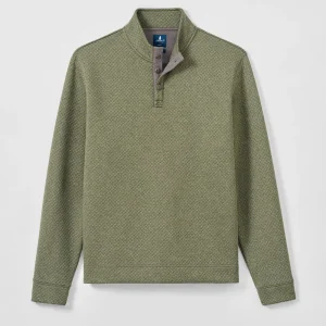 JOHNNIE-O Rockwells Diamond-Quilted Henley Pullover in Forest