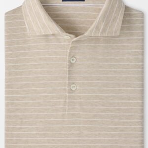 PETER MILLAR Excursionist Flex Striped Short Sleeve Polo in Truffle