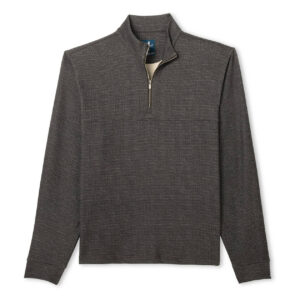 JOHNNIE-O Mikey Printed Check 1/4 Zip in Coffee