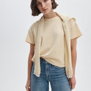 rag & bone Distressed Washed Kelly Boxy Tee in Butter