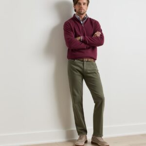 PETER MILLAR Signature Sateen Five-Pocket Pant in Fatigue