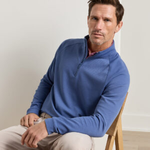 PETER MILLAR Cradle Pique Performance Quarter-Zip in Bali Blue