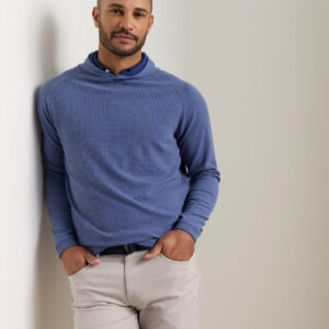 PETER MILLAR Pine Waffle Performance Hoodie in Bali Blue