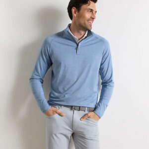 PETER MILLAR Stealth Stripe Performance Quarter-Zip in Windy Blue
