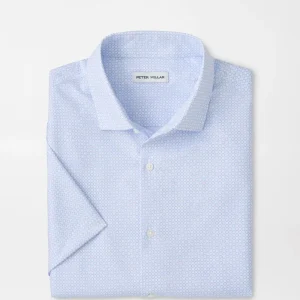 PETER MILLAR Baldwin Performance Poplin Sport Shirt in Cottage Blue