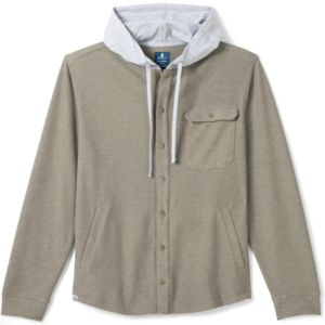 JOHNNIE-O Jersey Hood Shacket in Tan