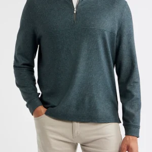 JOHNNIE-O Mikey Printed Check 1/4 Zip in Mallard