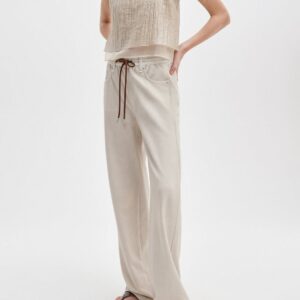 rag & bone Miramar Terry Drawcord Wide Leg in Ecru