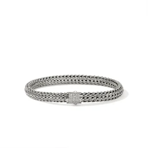 JOHN HARDY Icon Silver Diamond Pave 6.5mm Small Bracelet