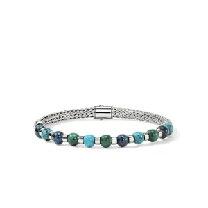 JOHN HARDY Beaded Bracelet, Sterling Silver, Treated Turquoise, Treated Chrysocolla, Malachite