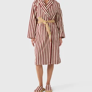 DUSEN DUSEN Terry Bathrobe in Caterpillar Stripe