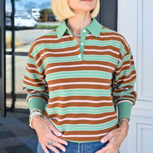 GUEST IN RESIDENCE Collegiate Stripe Polo in Highland Combo
