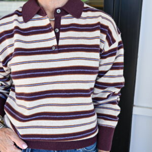 GUEST IN RESIDENCE Collegiate Stripe Polo in Fig Combo