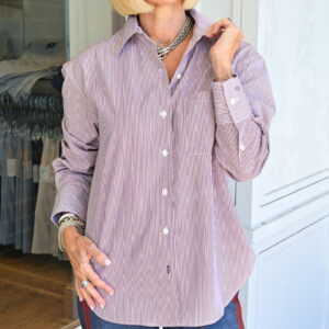 rag & bone Connie Stripe Shirt in Bright Red