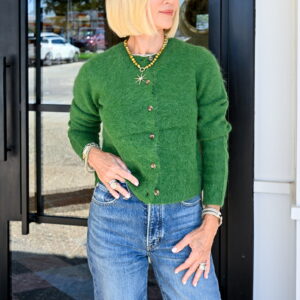 PISTOLA Yara Alpaca Blend Shrunken Cardigan in Vivid Moss
