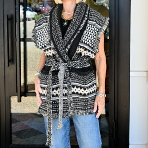 ELAN Belted Sweater Vest in Black