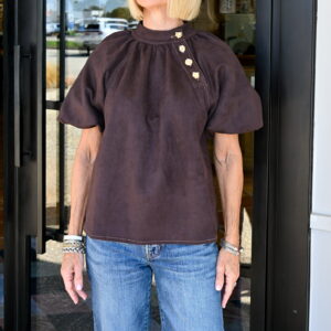 THML  Top with Gold Buttons in Chocolate