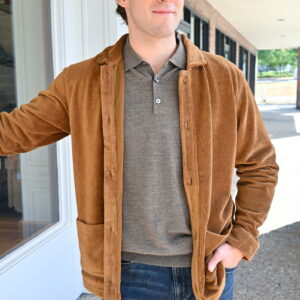 PETER MILLAR Corduroy Knit Chore Coat in Dark Amber