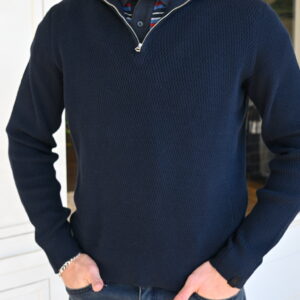 rag & bone Danton Cotton Quarter-Zip in Navy