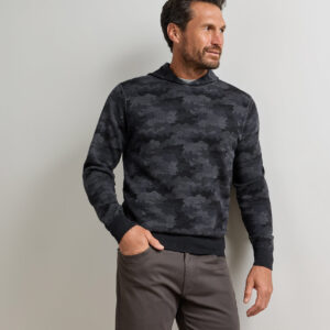 PETER MILLAR Reversible Camo Popover Hoodie in Black