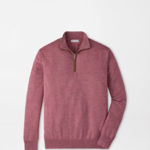PETER MILLAR Autumn Crest Suede Trim Quarter-Zip in Dusty Rose