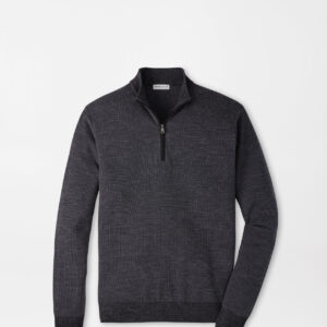 PETER MILLAR Blair Birdseye Quarter-Zip Sweater in Charcoal
