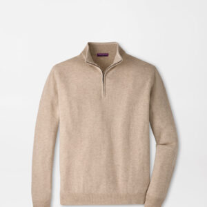 PETER MILLAR Crown Anniversary Cashmere Quarter-Zip Sweater in Tumbleweed