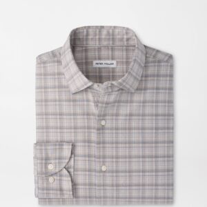 PETER MILLAR Griffin Crown Soft Twill Sport Shirt in Battleship Grey