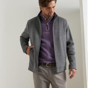 PETER MILLAR Crown Flex Merino Bomber in Oslo Grey
