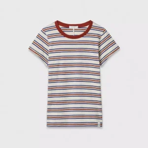 rag & bone The Slub Stripe Tee in Ivory Gold Multi