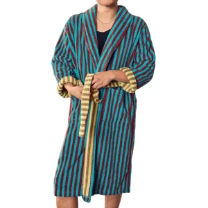 DUSEN DUSEN Terry Bathrobe in Dragonfly Stripe