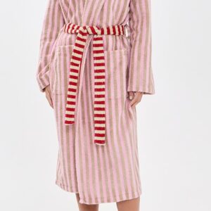 DUSEN DUSEN Terry Bathrobe in Ladybug Stripe