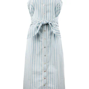 FINLEY Ellis Pastel Stripe Long Dress in Natural/Blue