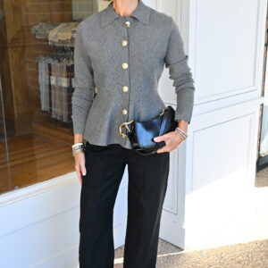 GENERATION LOVE Veronica Peplum Cardigan in Heather Charcoal