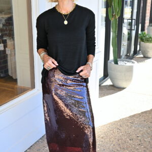 CENTRAL PARK WEST Amaya Sequin Skirt in Burgundy