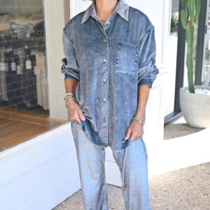 rag & bone Miramar Velvet Connie Shirt in Wingate
