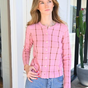 GUEST IN RESIDENCE Jane Checker Cardigan in Sprinkle/Burnt Sienna