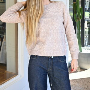 BAREFOOT DREAMS CozyChic® Heathered Fairisle Crew Neck Pullover in Heather Willow