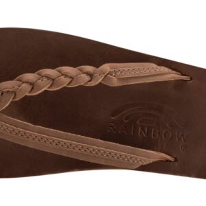 RAINBOW SANDALS Flirty Braidy Single Layer 1/2" Narrow Strap with Leather Braid in Redwood