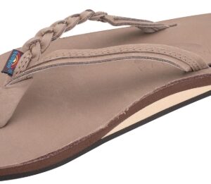 RAINBOW SANDALS Flirty Braidy Single Layer 1/2" Narrow Strap with Braid in Dark Brown