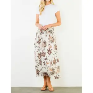 Floral Print Skirt in Cream